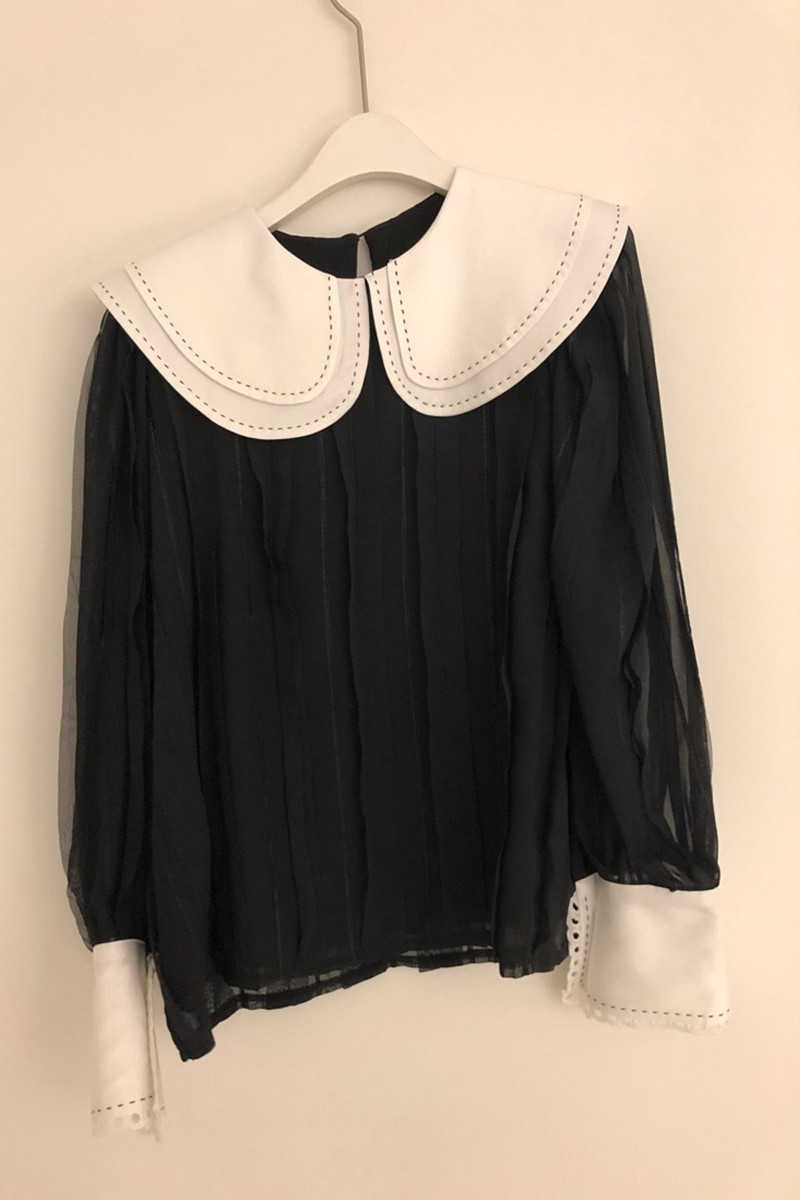 Spring Peter Pan Collar Solid Pullover All Match Shirt Blouse Women 210615Z