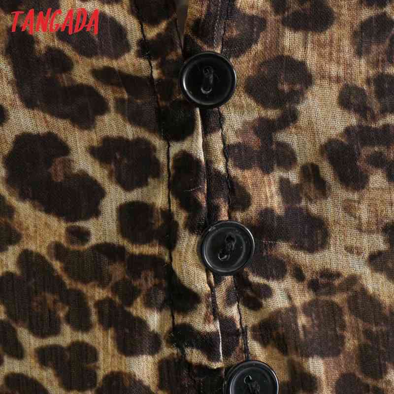 Women Leopard Animal Chiffon Long Sleeve Ladies Vintage Mini Dress Vestidos XN303 210416