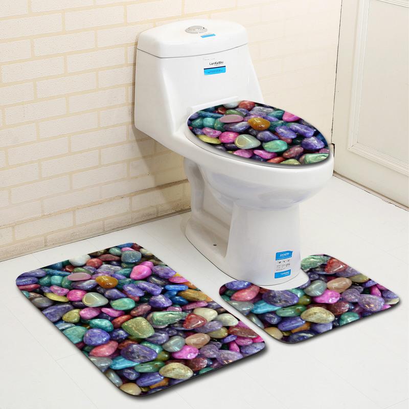 Printing Colorful Stone Bathroom Carpet Rugs Memory Foam Soft Non-Slip Absorbent Bath Mat Shower Room Foot Toilet Floor Mats