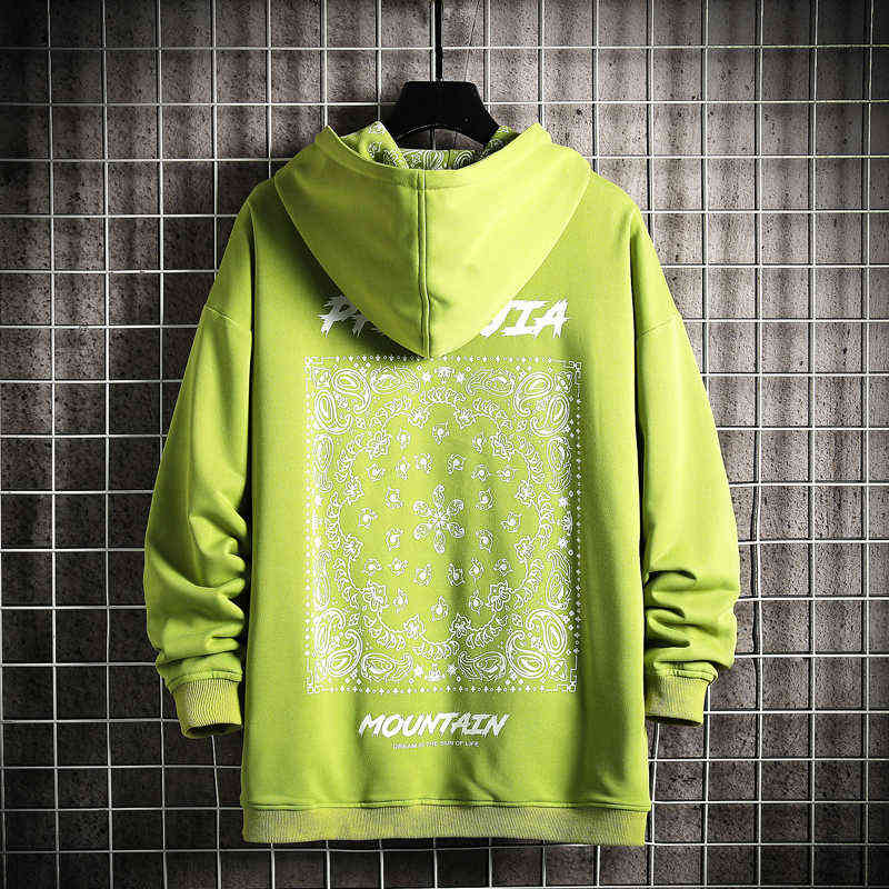 Hip Hop Rock Streetwear 2022 Autumn Spring Fashion Black Green Men'S Hip Hop Long Sleeve Pullover Hoodies Sweatshirts Clothes 220114