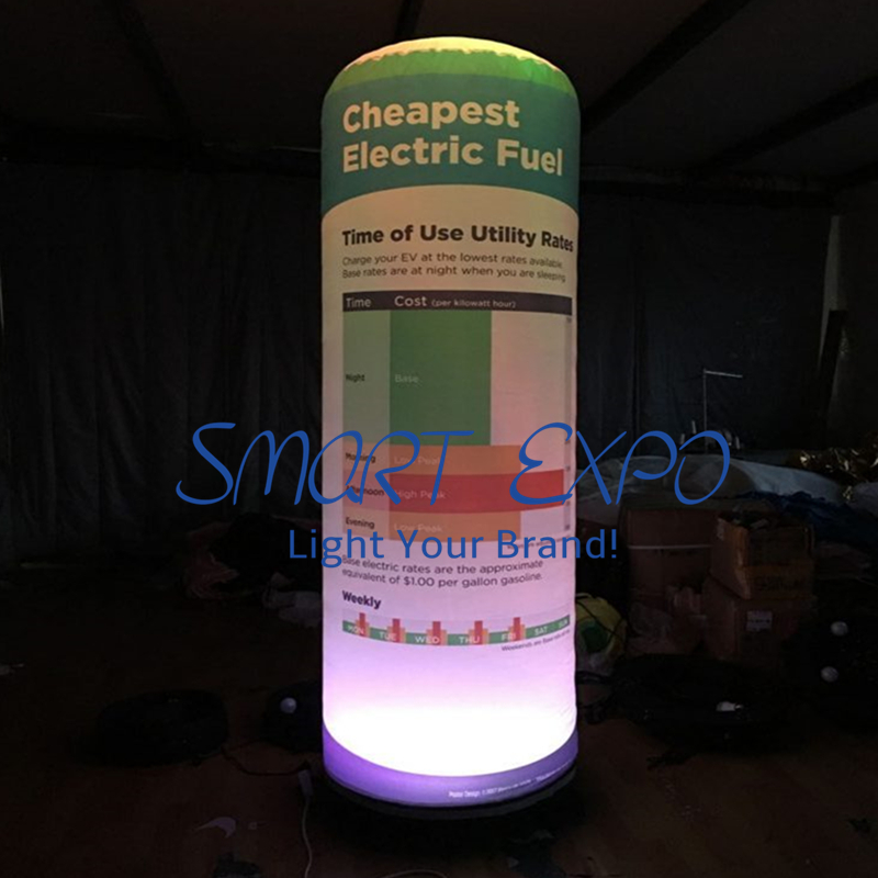 Inflatable Illuminating Column Dia0.63XH2.5m for Promotion Event with Base Blower LED Light Custom Logo Printing
