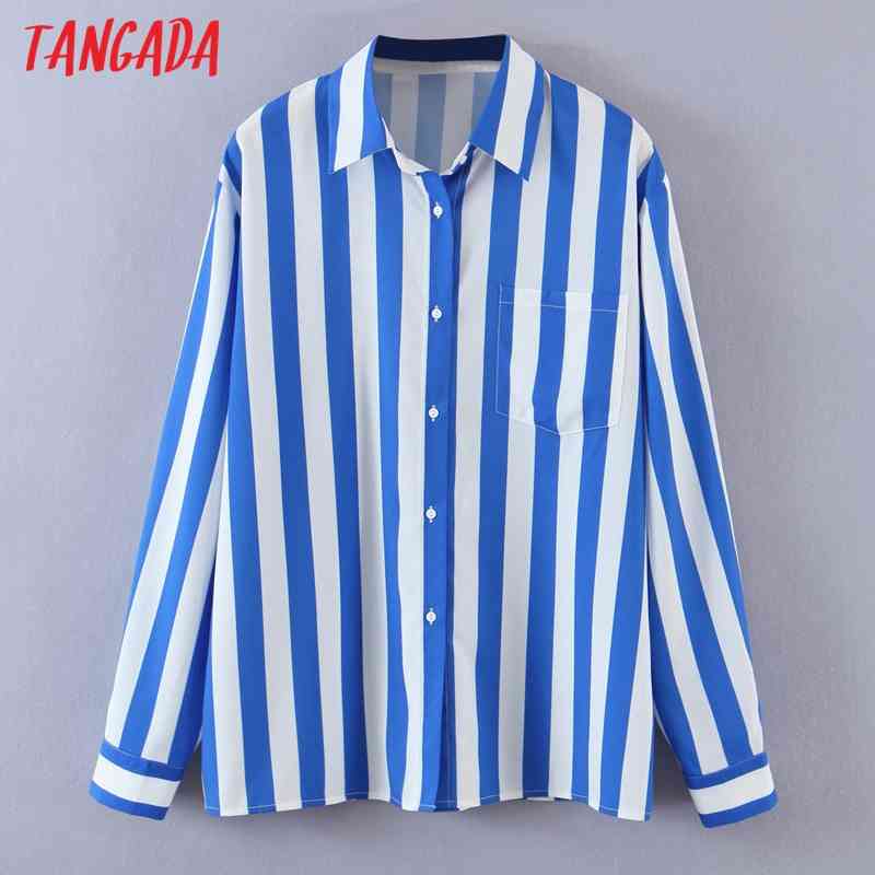 Women Classic Striped Shirt Turn Down Collar Long Sleeve Chic Female Casual Tops Blusas SL544 210416