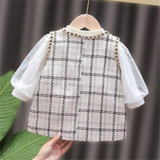 New Fashion Sweet Girls Dresses Kids Princess Overall Dress+Long Sleeve Tops Blouse 2pcs Children Baby Infant Clothes Set