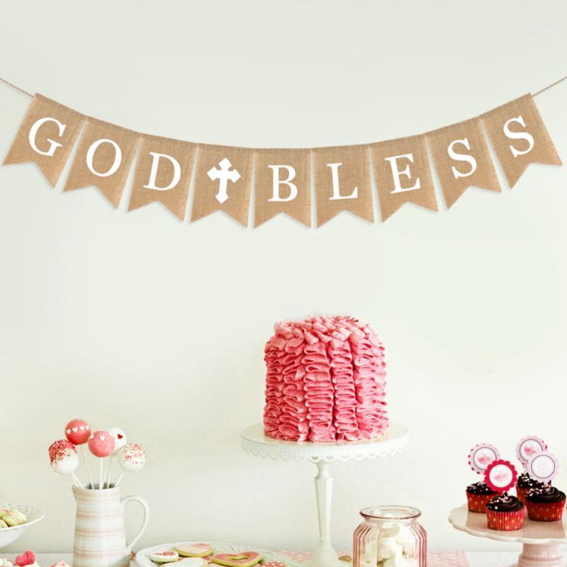 Party Decoration Burlap Banner God Bless Baptism Rustic Bunting Garland Christening Communion Supplies With White Cross (White)
Party Decoration Burlap Banner God Bless Baptism Rustic Bunting Garland Christening Communion Supplies With White Cross (White)