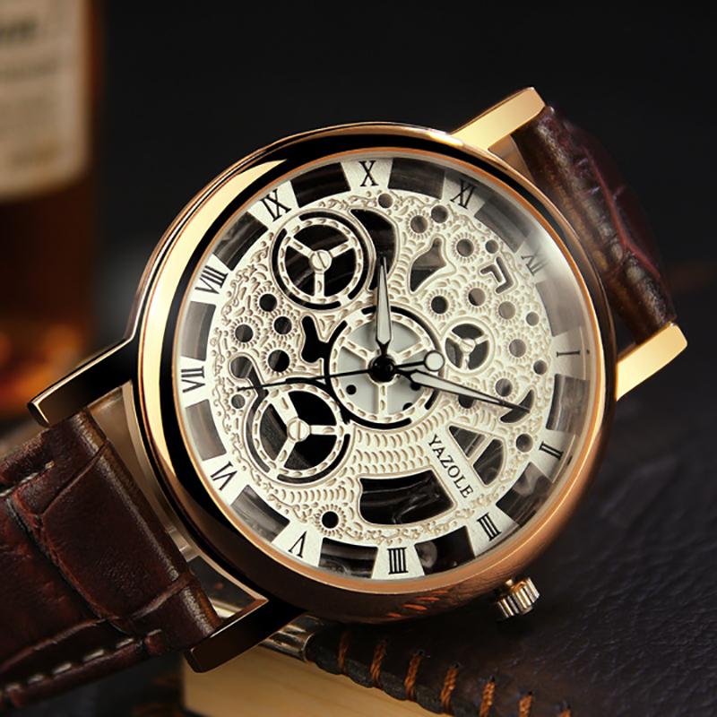 Wristwatches Fashion Watches Mens Hollow Quartz Watch For Men Luxury Casual PU Leather Business Clock Relogio Montre Homme, Brown gold
Wristwatches Fashion Watches Mens Hollow Quartz Watch For Men Luxury Casual PU Leather Business Clock Relogio Montre Homme, Brown gold