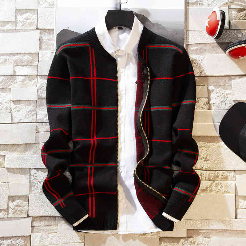 sweater knit spring and autumn men's ted cardigan youth plaid korean coat wear, White;black
sweater knit spring and autumn men's ted cardigan youth plaid korean coat wear, White;black