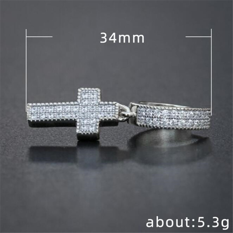 Hip Hop Cross Dangle Earrings: Vintage Sterg Sier & Gold Fill Pave White Sapphire CZ Dia Gemstone Bridal Wedding Drop Earrings for Women, 2024