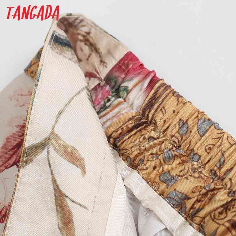 Women Boho Style Print Wide-leg Pants Vintage High Waist Side Pockets Female Trousers Mujer BE343 210416
