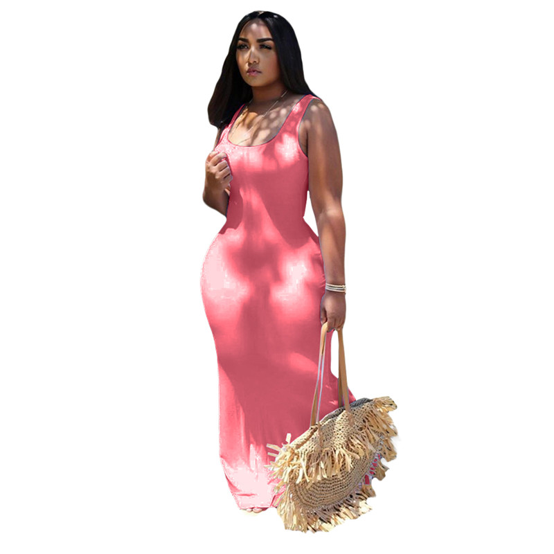 New Summer Clothes Women Maxi Dresses Sleeveless tank SKirts Solid color bodycon dress Beautiful Plus size S-white black long skirt skinny packaged hi