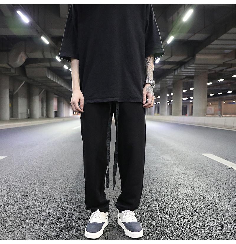 The Sixth Season Of Straight Loose-fitting Pants, High Street Style Entry Solid Color Wild Terry Drape Casual Pants Men's