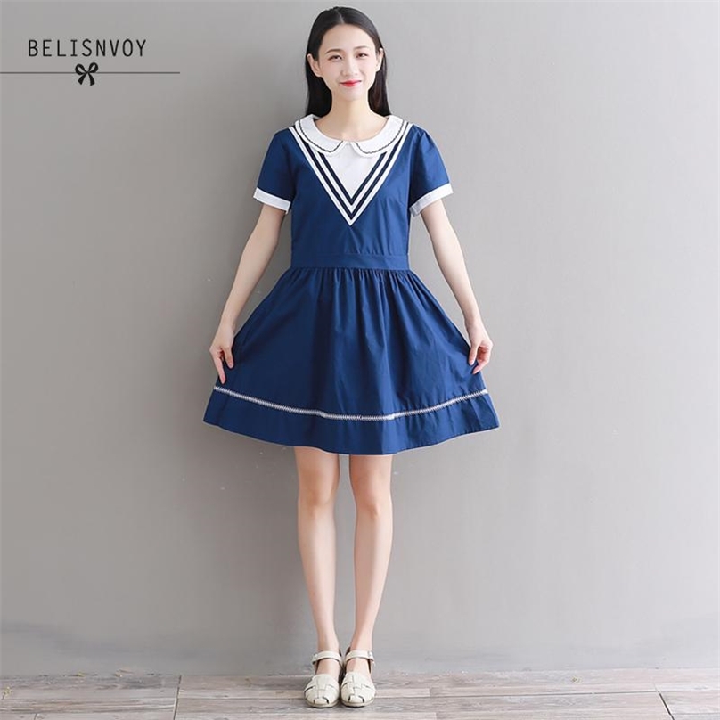 Japanese Preppy Style Summer Women Dresses Peter Pan Collar A-line Robe Femme Short Sleeve Embroidery Dress Vestidos 210520, White
Japanese Preppy Style Summer Women Dresses Peter Pan Collar A-line Robe Femme Short Sleeve Embroidery Dress Vestidos 210520, White
