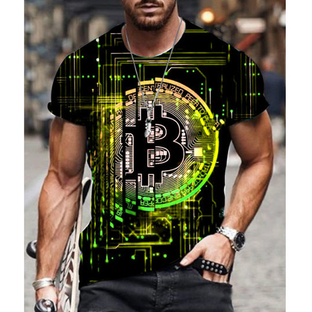 Coin pattern men's 3D T-shirts tee graphic optical illusion short sleeve party top street punk goth crew neck summer