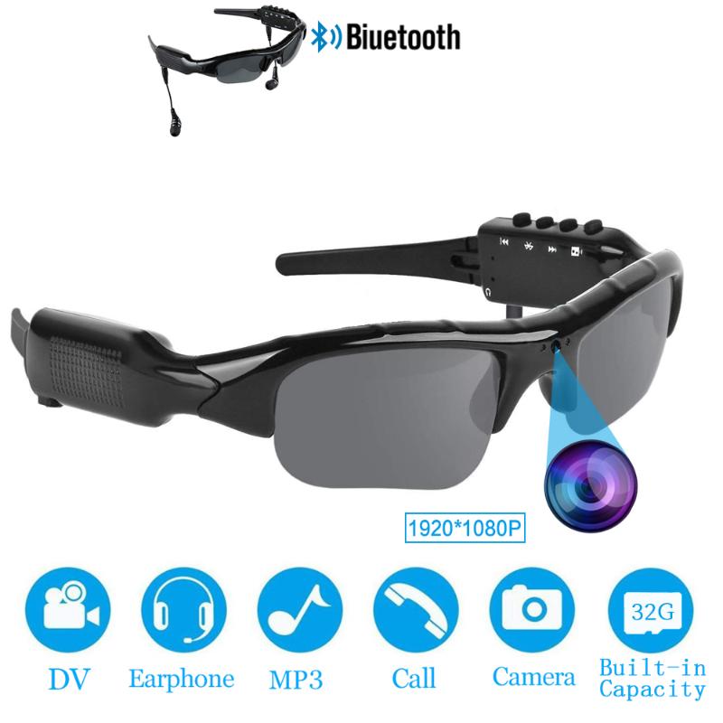 Mini Cameras 2021 HD 1080P 32GB Polarized Lens Sunglasses Camera Multifunctional Biuetooth MP3 Player Sports DV Video Recorder