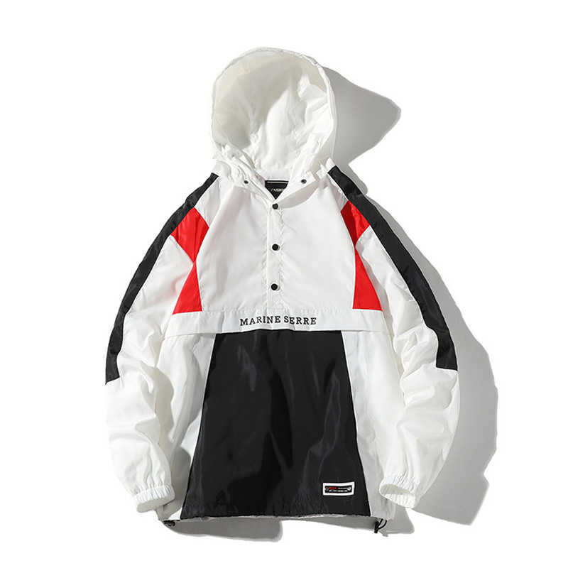 Hip Hop Autumn Jackets Men Windbreaker Patchwork Spring Loose Casual Jacket Male Coats Zipper Tracksuit Streetwear 4XL 210818