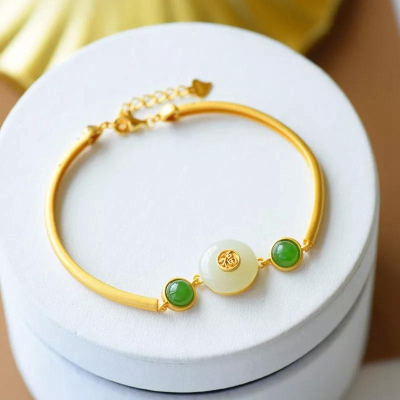 Inlaid Natural An Chalcedony Gourd Bracelet Chinese Style Retro Unique Ancient Gold Craft Charm Women's Brand Jewelry Bangle
Inlaid Natural An Chalcedony Gourd Bracelet Chinese Style Retro Unique Ancient Gold Craft Charm Women's Brand Jewelry Bangle