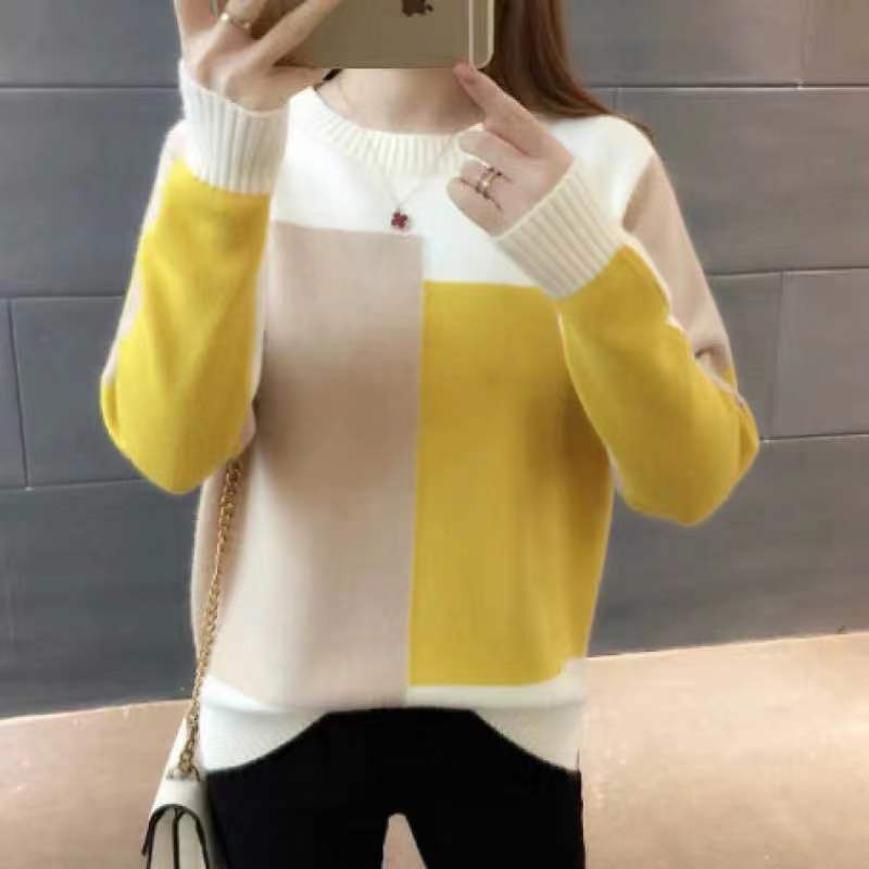 Patchwork Knitted Sweater Women Autumn Winter Office Lady O-neck Pullovers Female Casual 210520, Red
Patchwork Knitted Sweater Women Autumn Winter Office Lady O-neck Pullovers Female Casual 210520, Red