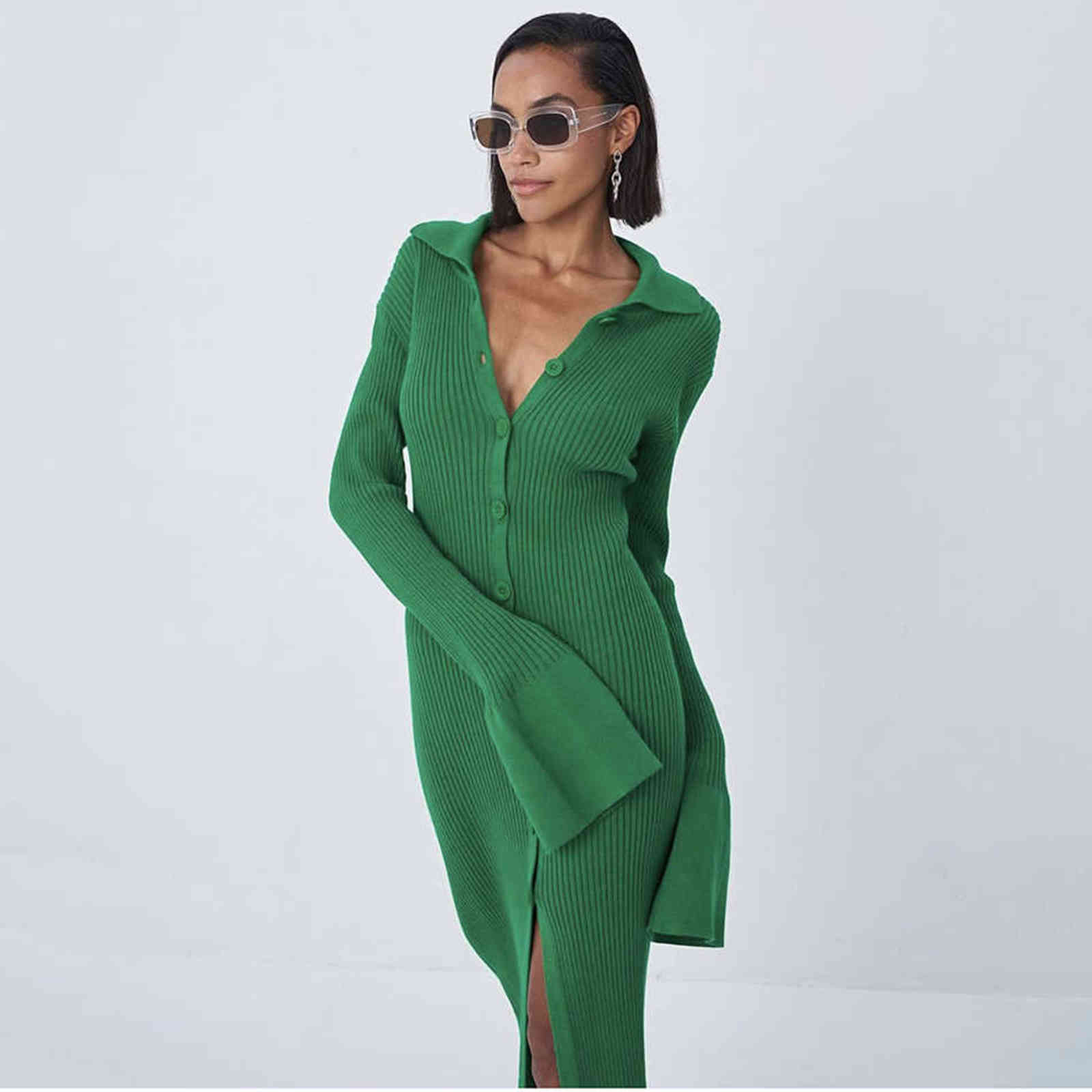 Sexy Long Knitted Cardigan Women Tops Female Fashion Slim Sweater Coat Solid Korean Autumn And Winter Casual Clothes 211109