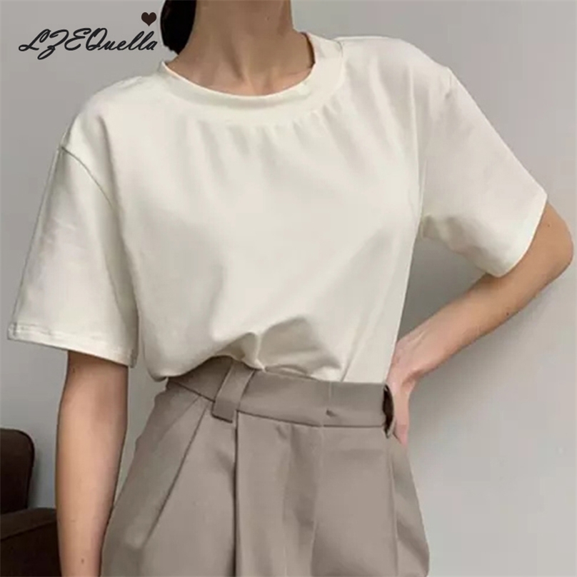 LZEQuella Summer Knitted Basic Solid T-shirt Women Casual Cotton Short Sleeve Tee-Shirts Female Tops Fashion XS-3XL 210720, Black
LZEQuella Summer Knitted Basic Solid T-shirt Women Casual Cotton Short Sleeve Tee-Shirts Female Tops Fashion XS-3XL 210720, Black