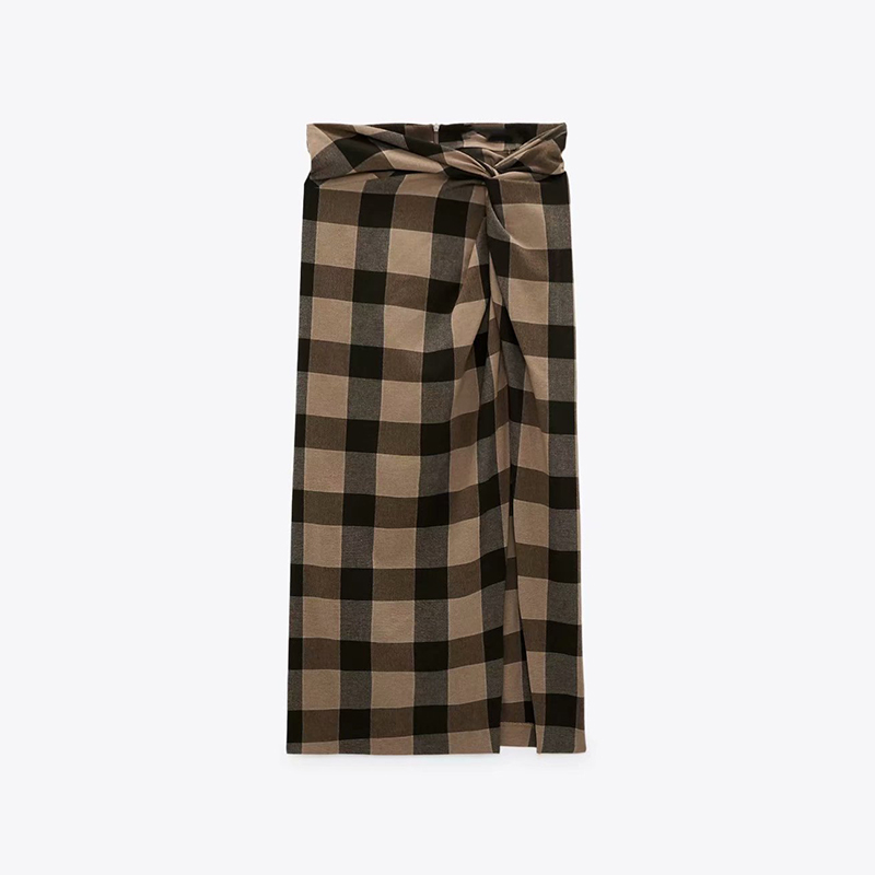 Vintage Elegant Plaid Women Skirts Lady Office Autumn Pencil Long Girls Skirt Female Mid-Calf Mujer skirt 210422