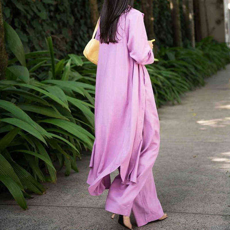 Autumn Arrival Women Set Three Piece Singble Breasted Long Trench + High Waist Pant+sleeveless Vest Suit Casual Outfits 211105