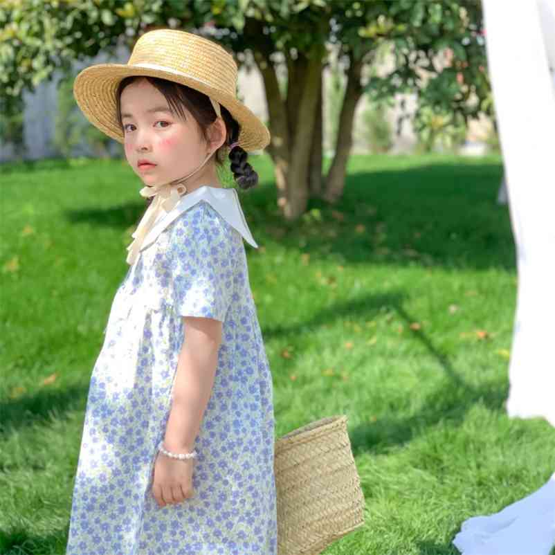 Girls summer turndown collar floral dress children cotton puff sleeve princess dresses 210615, Light blue
Girls summer turndown collar floral dress children cotton puff sleeve princess dresses 210615, Light blue