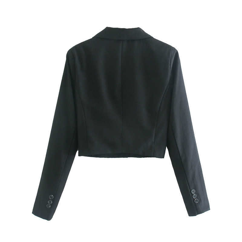 Short blazer women korean long sleeve vintage tops s buttons notched neck crop top casual streetwear 210930
