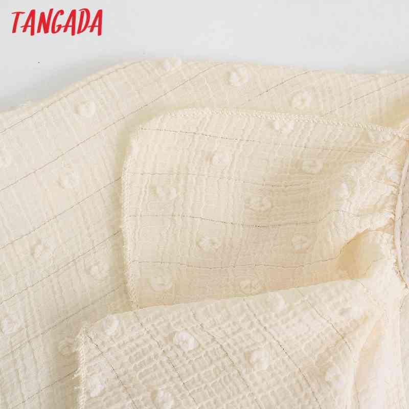 Women French Style Dots Beige Ruffled Chiffon Blouses Vintage Long Sleeve Elastic Cuffs Female Shirts Blusas BE462 210416