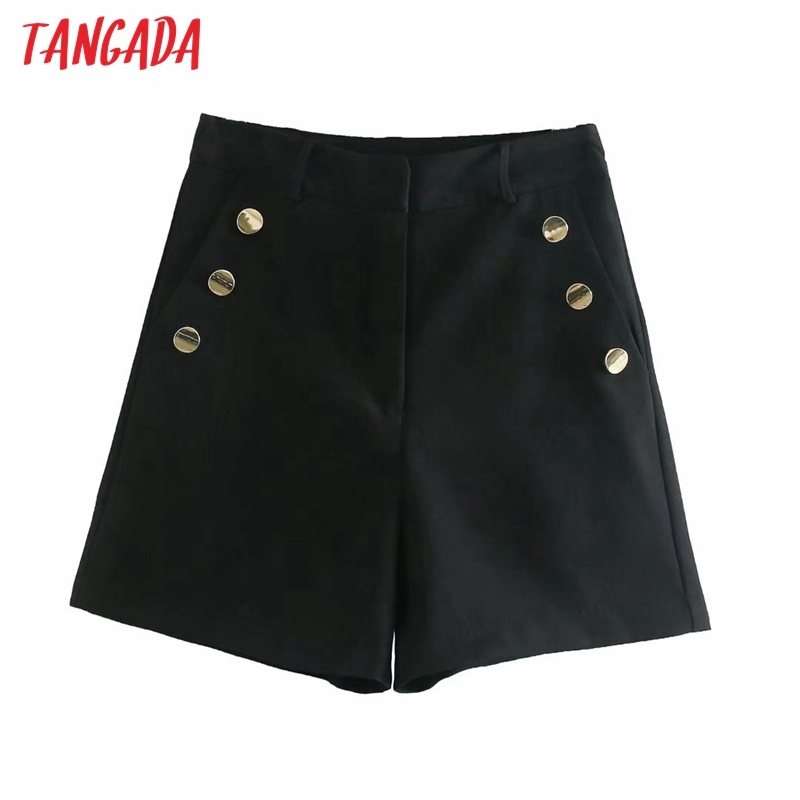Women Elegant Solid Pink Button Decorate Zipper Pockets OL Shorts Pantalones 2R34 210416