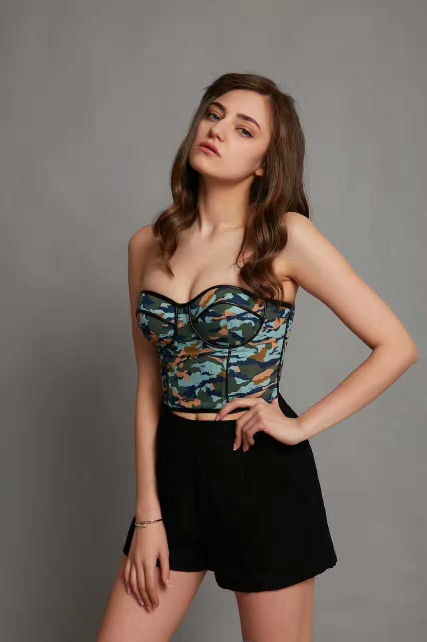 Fashion Camo PU leather Bralet Push Up Women's Bustier Corset Wedding Party Cropped Tube Top 210527