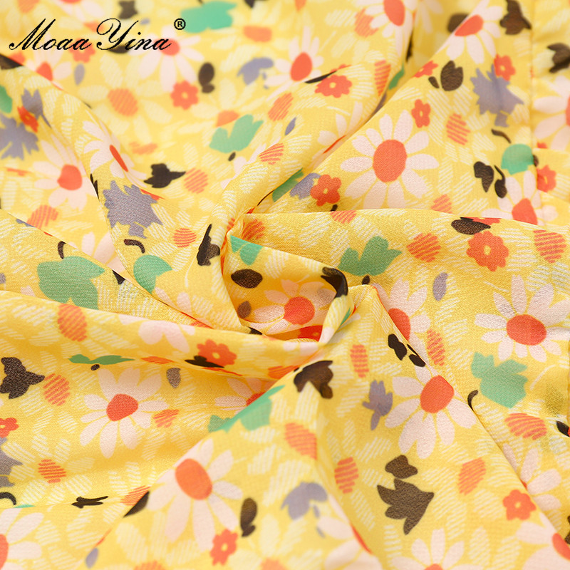 Summer Runway Chiffon Dress Women Sleeveless Ruffle Fashion Bohemian Floral print Holiday Midi 210524