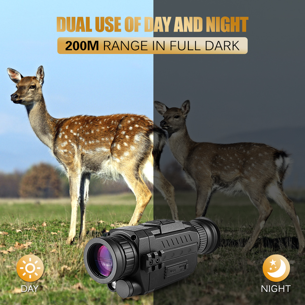 BekinTek Night Vision Monocular Telescope Goggles Waterproof Infrared Hunt Device 300m Full Dark Observing Distance 5x Optics 8x D
