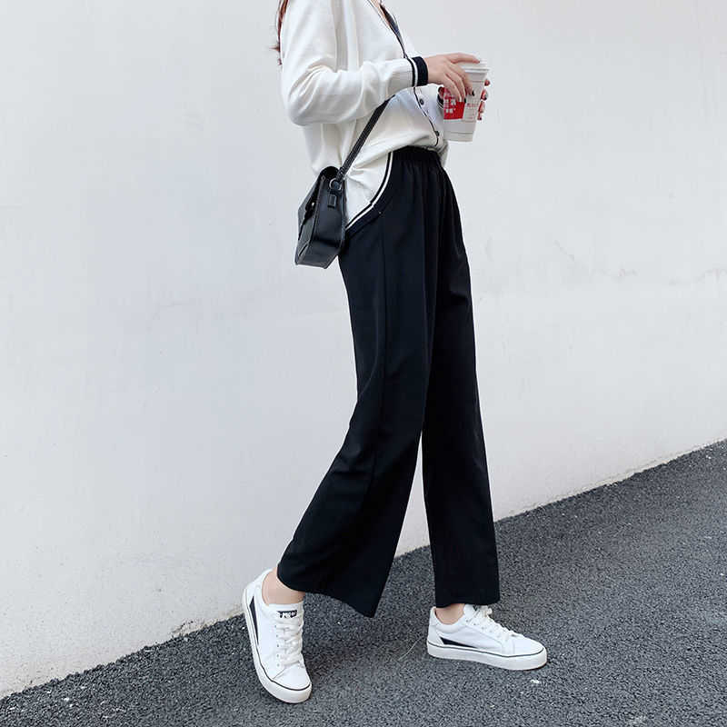 2021 New Wide Leg Pants, Women's Casual Pants, Home Pants, High Waist Drop, Versatile, Large Short, Women's Trend Pants Women Q0801