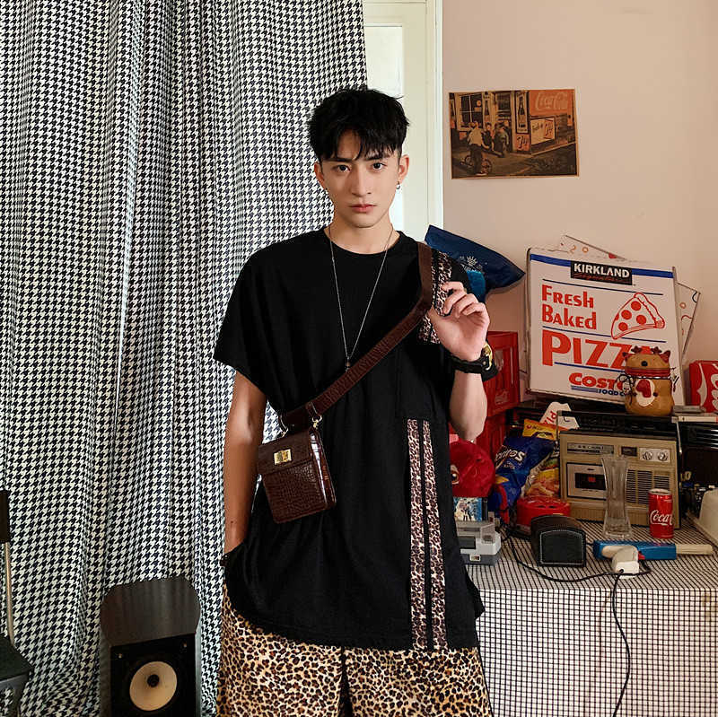 Men's Casual Male Hip Hop Leopard Print Short Velvet Harem Mens Jogger s Multi-pocket Gym Motion s 210629