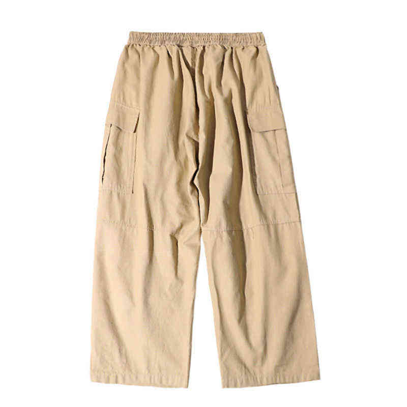 HOUZHOU Streetwear Khaki Cargo Pants Women Korean Fashion Hippie Black Wide Leg Trousers For Female Kpop Oversize Joggers 211115