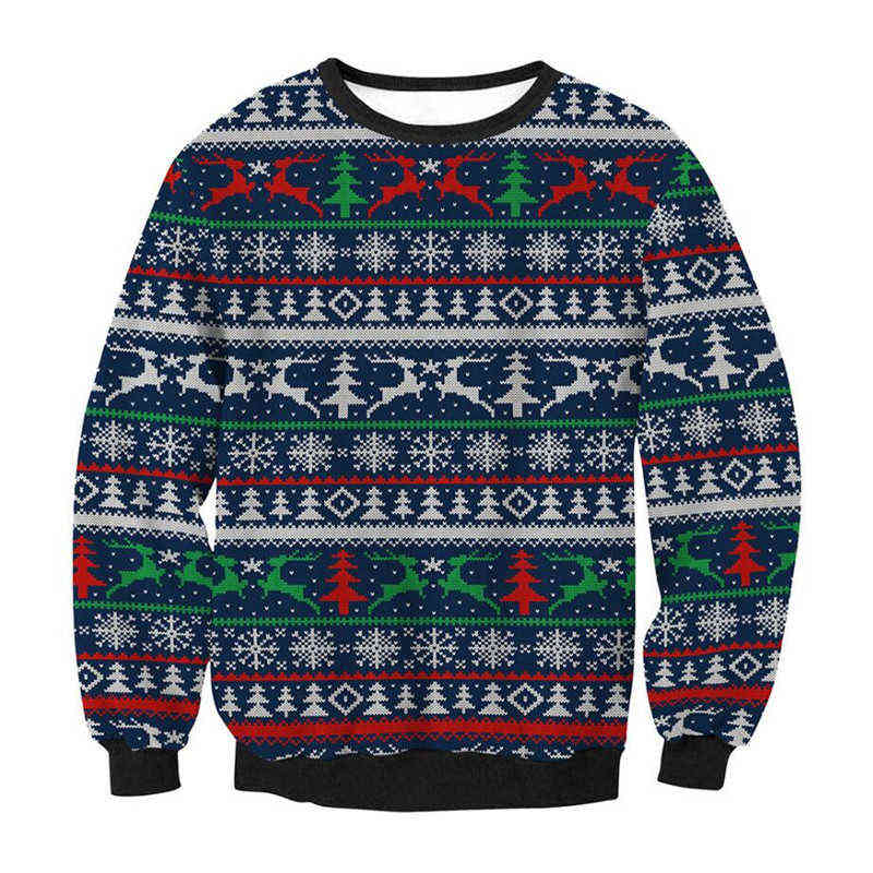 Women Men Ugly Christmas Sweater Sweatshirt 3D Christmas Tree Snowflakes Reindeer Print Autumn Winter Holiday Party Xmas Jumpers Y1118