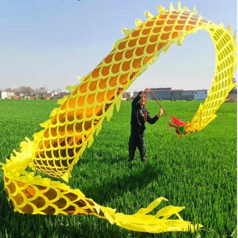 6m Handle Dragon dance costume Golden Plated Outdoor sports Children Kid mascot Ribbon Fitness Square Performance Funny Toys Training For Home Gym Workout festival от DHgate WW