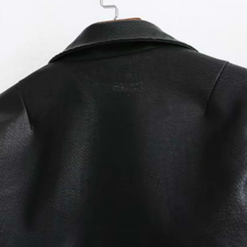 Cool Woman Black Short PU Moto Jacket Spring Autumn Fashion Ladies Zipper Leather Outerwear Girls Casual Streetwear Coats 210515