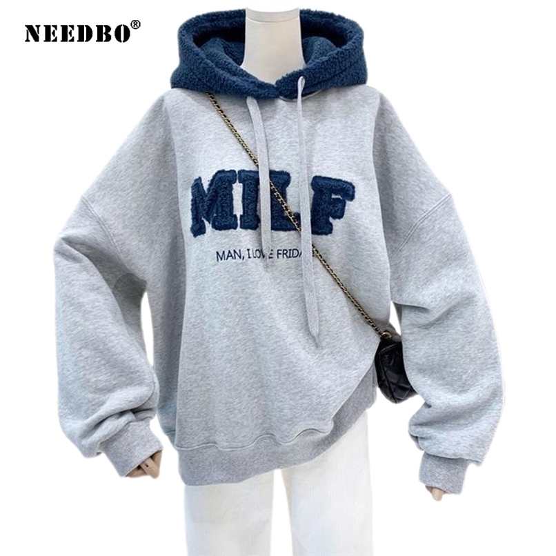 NEEDBO MILF Hoodie's Sweatshirts Letter Print Lamb Wool Pullovers Loose Korean Style Jacket Full Sleeve Casual Tops 211104, Light green
NEEDBO MILF Hoodie's Sweatshirts Letter Print Lamb Wool Pullovers Loose Korean Style Jacket Full Sleeve Casual Tops 211104, Light green