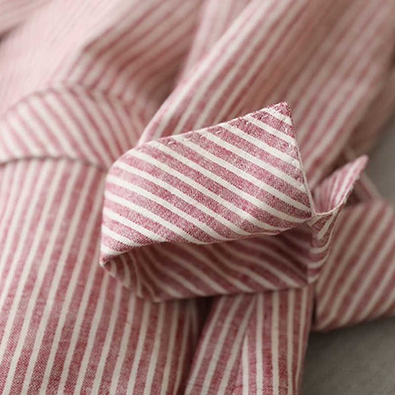 Linen suit female thin summer striped long sleeveone button slim cotton casual jacket 210930