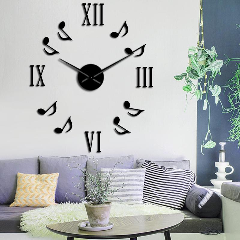 Wall Clocks DIY Big Clock Modern Roman Numerals Music Notes Giant 3D Mirror Large Number Watch Sticker Home Decoration Horologe
Wall Clocks DIY Big Clock Modern Roman Numerals Music Notes Giant 3D Mirror Large Number Watch Sticker Home Decoration Horologe