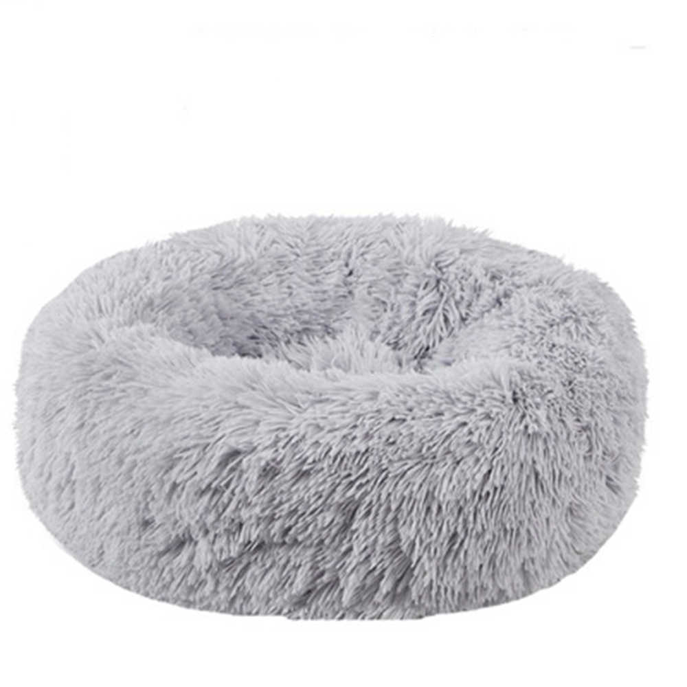 Dog Round Long Plush Dog Beds for Large Dogs Cushion Super Soft Fluffy Comfortable Washable Pet Calming Bed Lit pour chien 211009