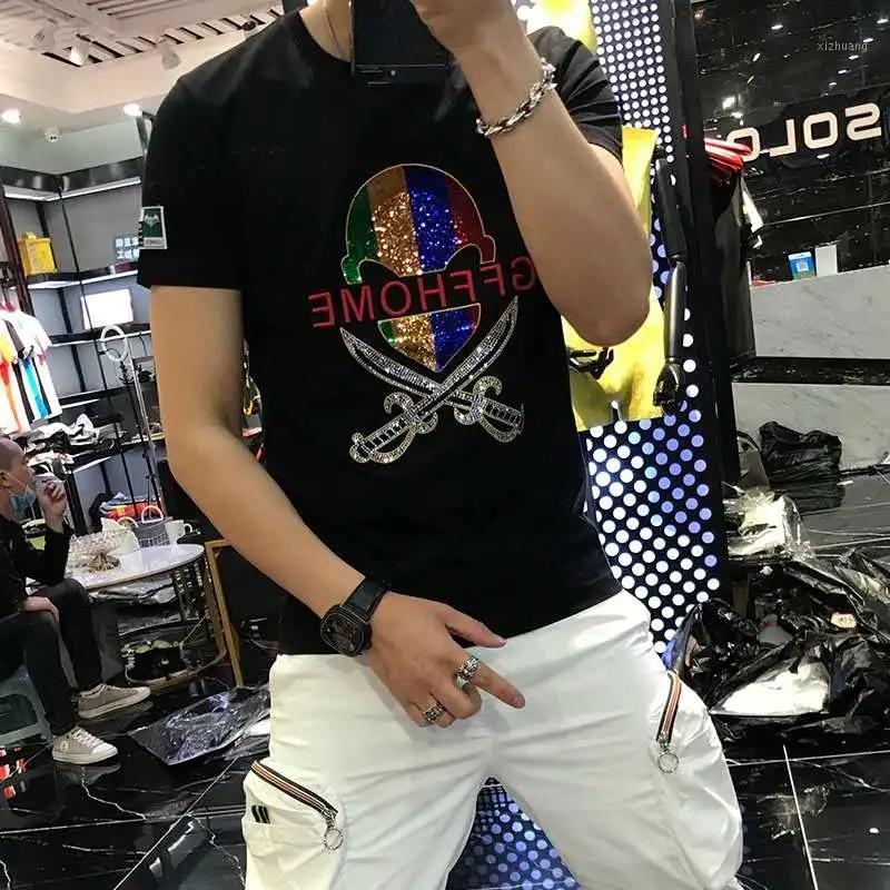 Men's T-Shirts T-Shirt Summer High-Quality Cotton Breathable Comfort Short-Sleeved Diamond Fashion Youth Casual Street Male Tees Tops, As shown asian size
Men's T-Shirts T-Shirt Summer High-Quality Cotton Breathable Comfort Short-Sleeved Diamond Fashion Youth Casual Street Male Tees Tops, As shown asian size