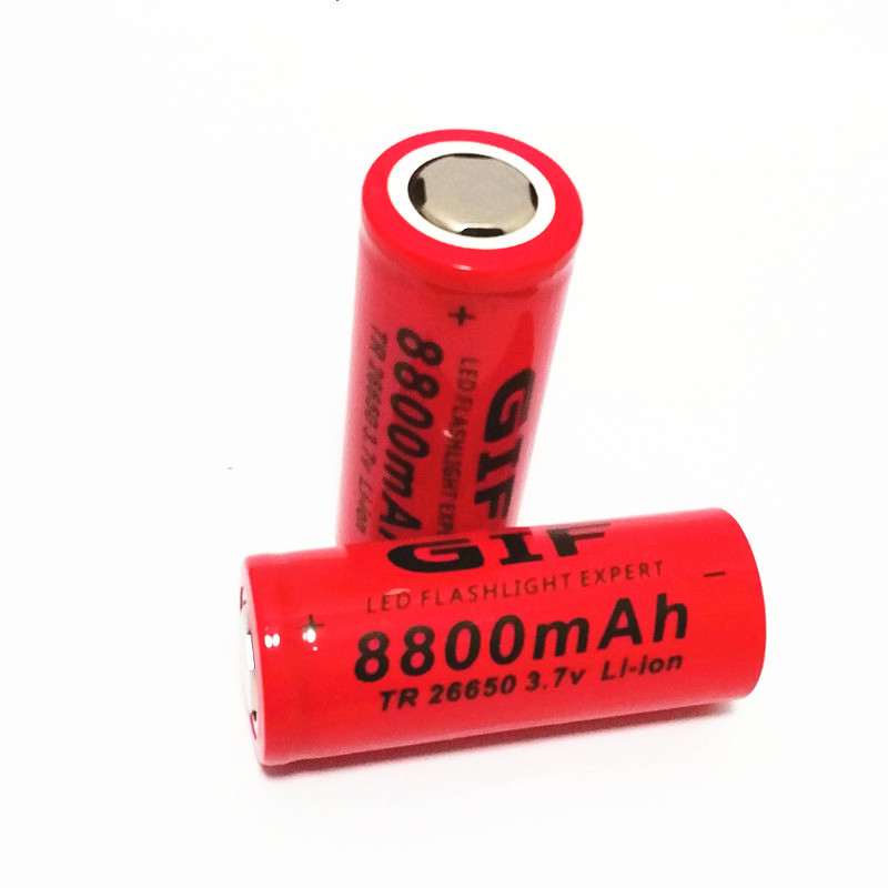 GIF 26650 Lithium Battery 8800mAh 3.7V Rechargeable lithium battery for T6 flashlight headlamp toy battery 4.2v factory direct supply