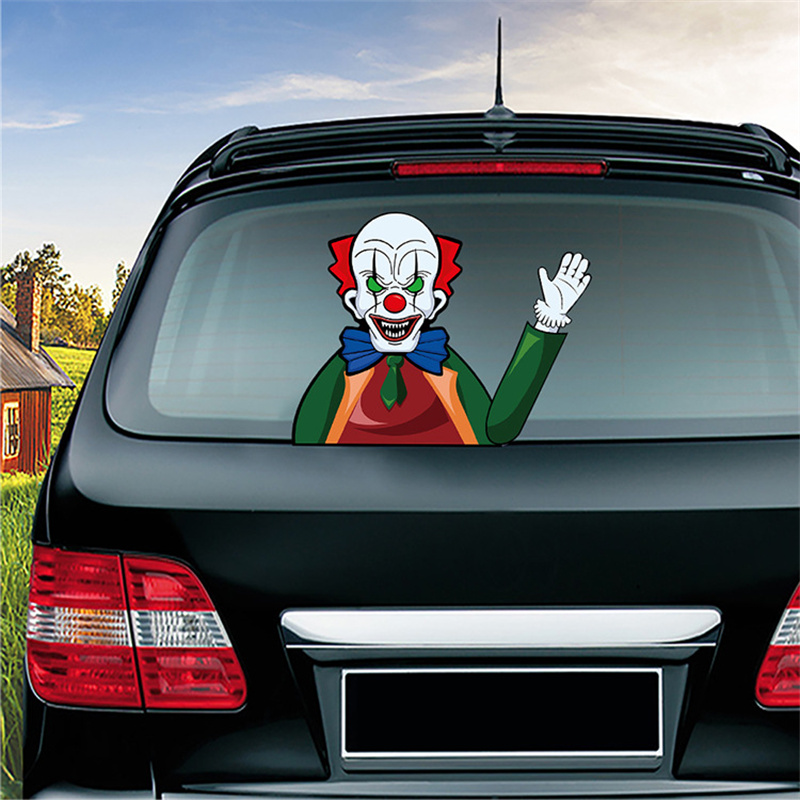 Vehicle Horrible Stickers Ghost Nun Clown Death Sticker DIY Graffiti Decals For Rear Windshield Wiper Gift Car Decoration Reusable Universal