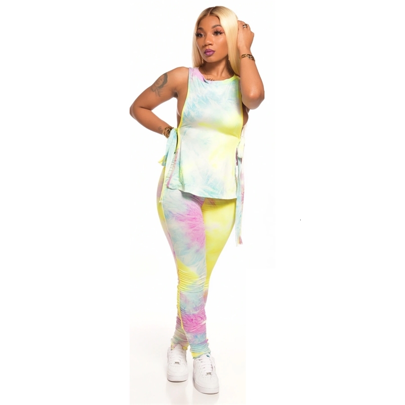Women Tie-Dye Printed Two Piece Summer Nightclub Wear Lace-Up Sleeveless The Side Vest Tops Bodycon Pants Sets, Beige
Women Tie-Dye Printed Two Piece Summer Nightclub Wear Lace-Up Sleeveless The Side Vest Tops Bodycon Pants Sets, Beige