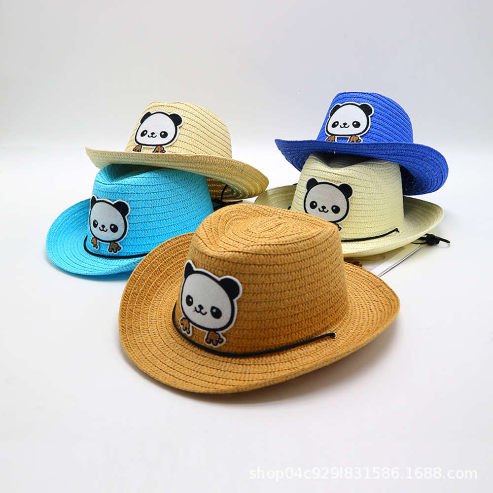 Children's straw hat for outdoor travel in spring and summer, Yellow
