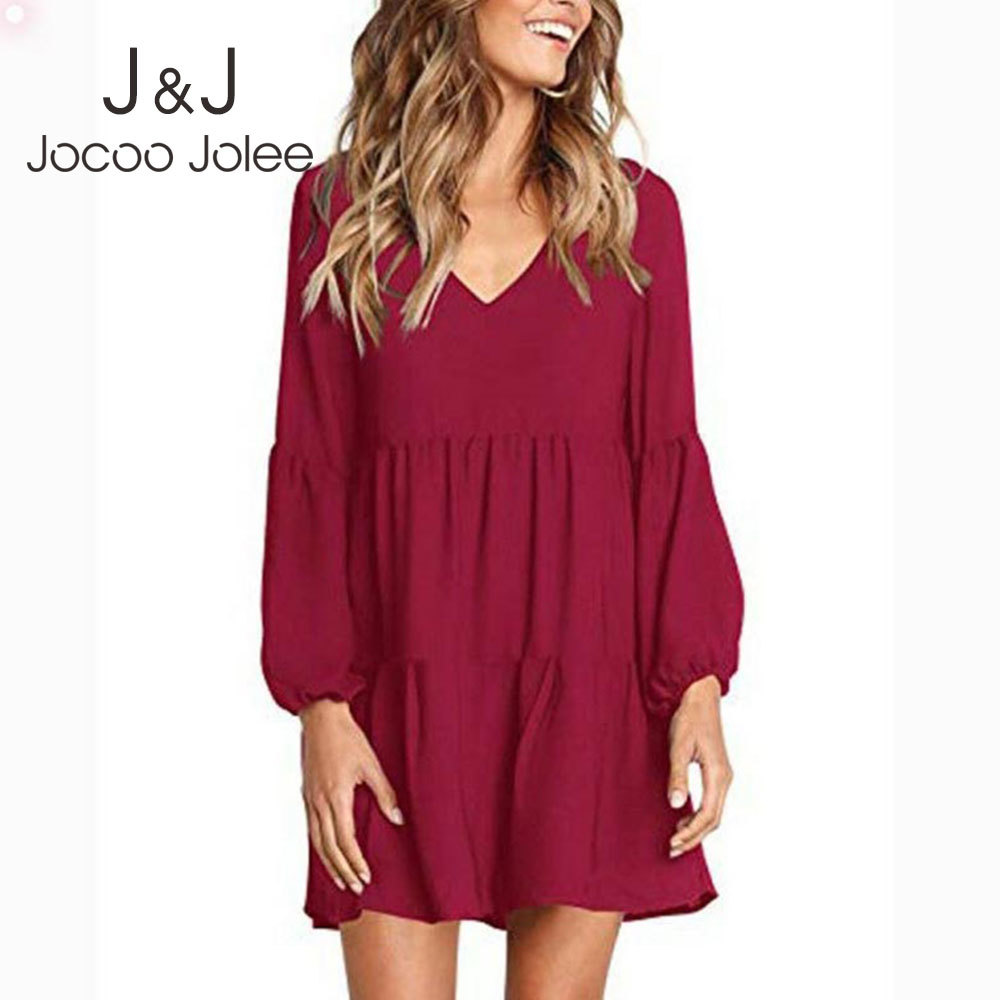 Jocoo Jolee Lantern Sleeve V Neck Ruffles Short Dress Women Elegant Spring Summer Loose Dress Plus Size Beach Party Dress 210518, Black
Jocoo Jolee Lantern Sleeve V Neck Ruffles Short Dress Women Elegant Spring Summer Loose Dress Plus Size Beach Party Dress 210518, Black