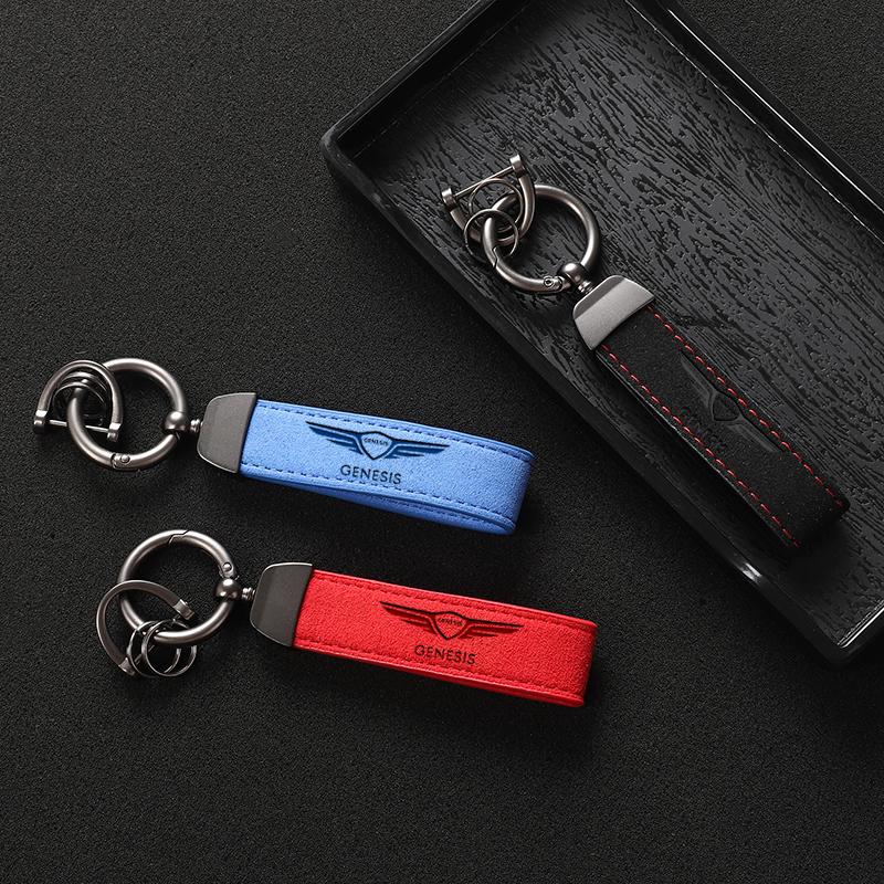 

Keychains Fashion Leather Keychain Car Styling Key Ring For Hyundai Genesis Coupe G80 G70 G90 GV70 GV80 Auto Accessories