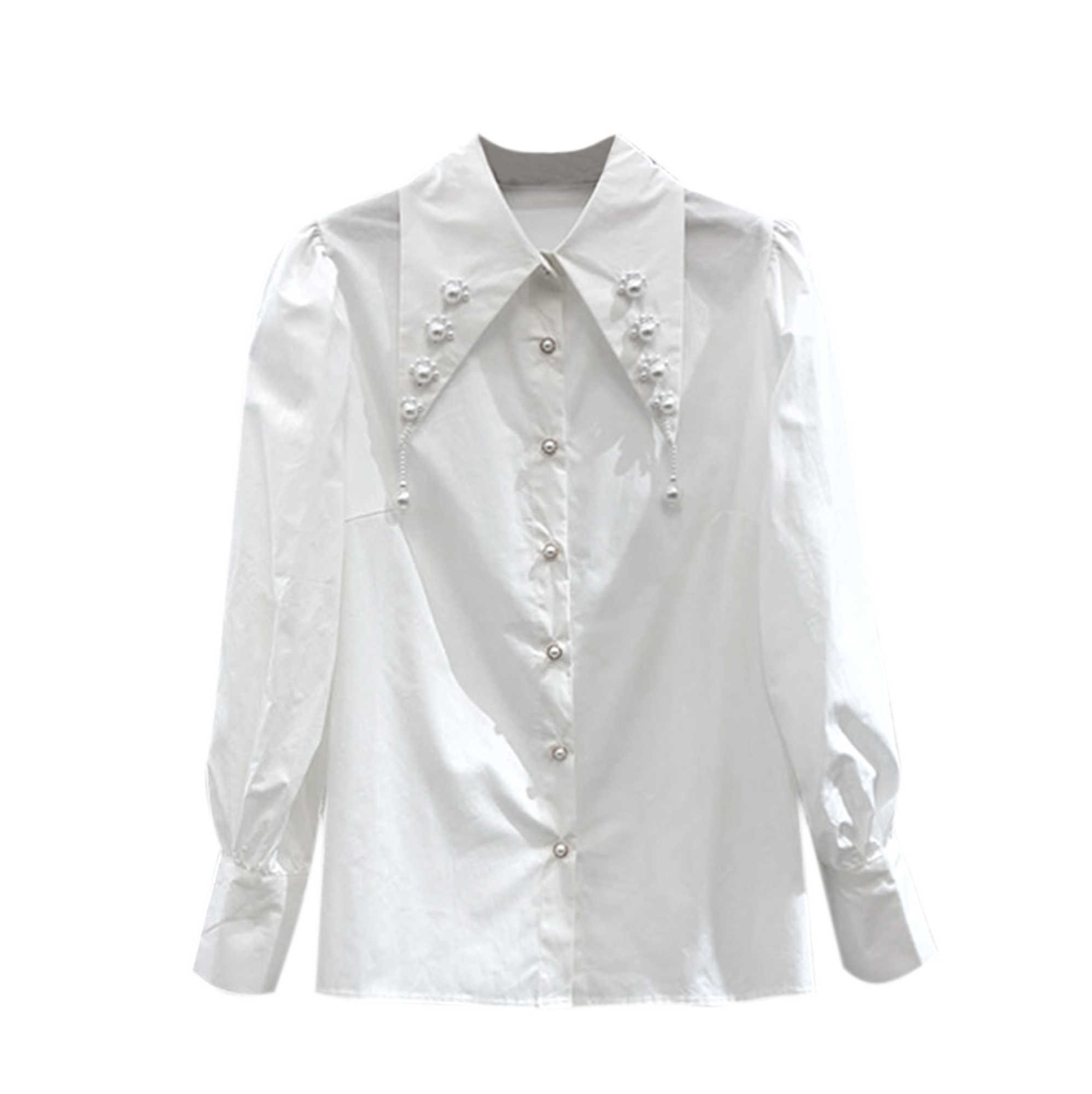 VANOVICH Korean Spring and Summer Nail Bead Turn-down Collar Office Lady Shirts Women 210615, White
VANOVICH Korean Spring and Summer Nail Bead Turn-down Collar Office Lady Shirts Women 210615, White