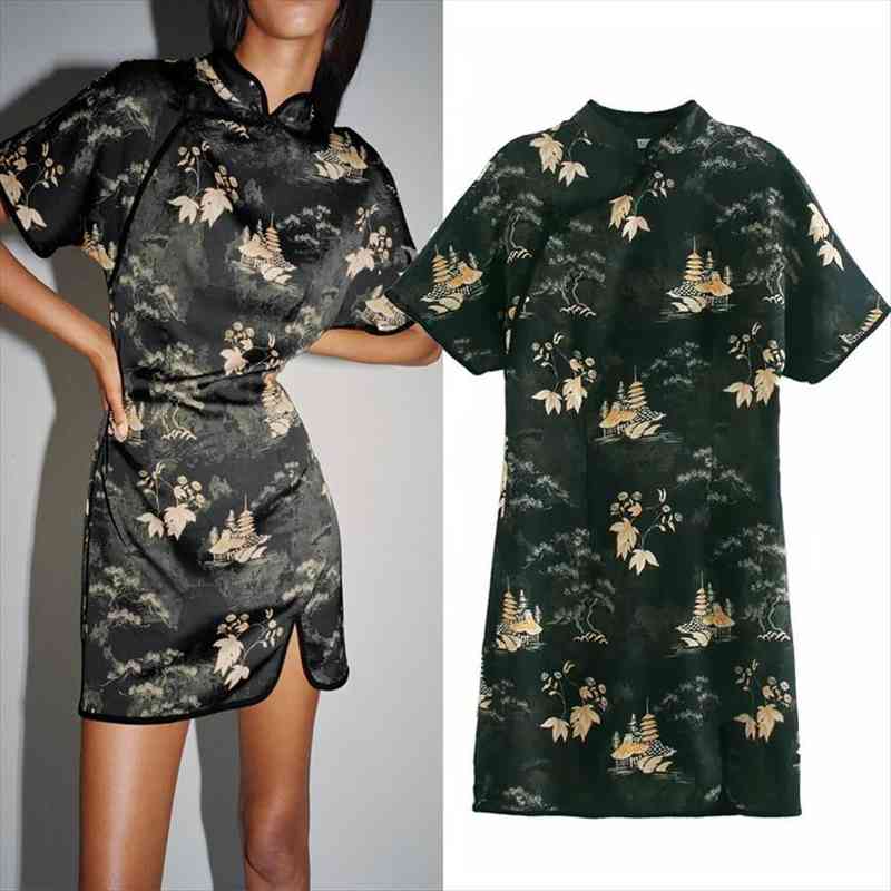 black toggles printed mini dress women za vintage chinese short sleeve high neck short dress ladies elegant dresses, Black;gray
black toggles printed mini dress women za vintage chinese short sleeve high neck short dress ladies elegant dresses, Black;gray
